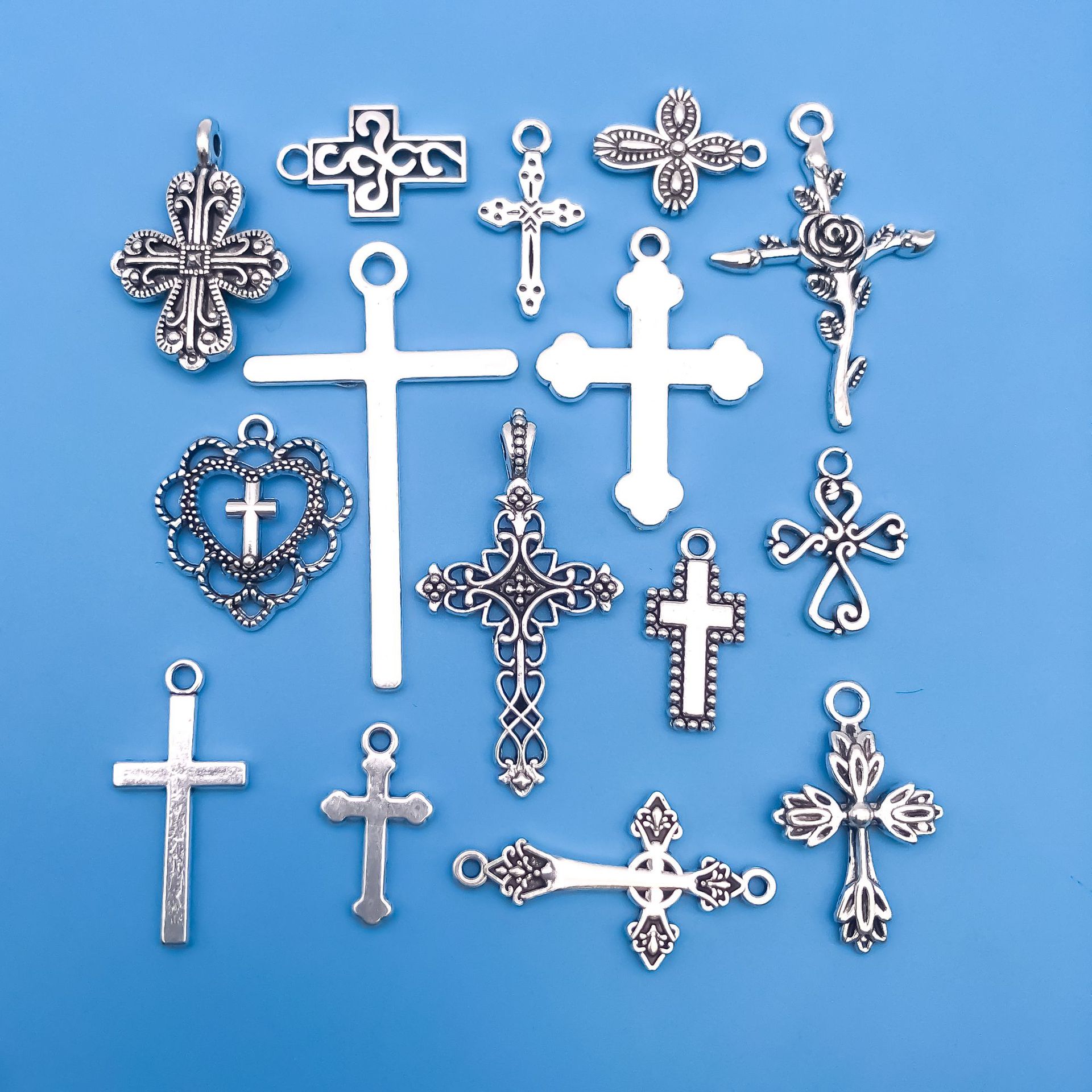 Cross-Border Hot-Selling Cross Pendants for Men and Women, Can Be Freely Matched with Necklaces, 15 Types of Cross DIY Accessories, Zhongcheng