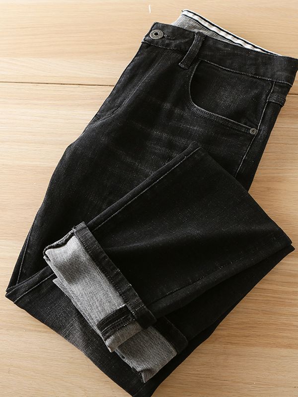 2023 New Autumn and Winter Thick Jeans Men's Elastic Patch Men's Trousers Fashion Casual Men's Pants 3Q158