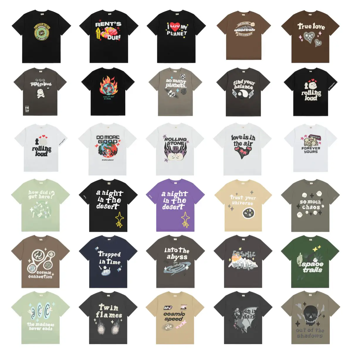 Broken planet broken planet foam printing tide men and women loose casual summer cotton short sleeve T-shirt