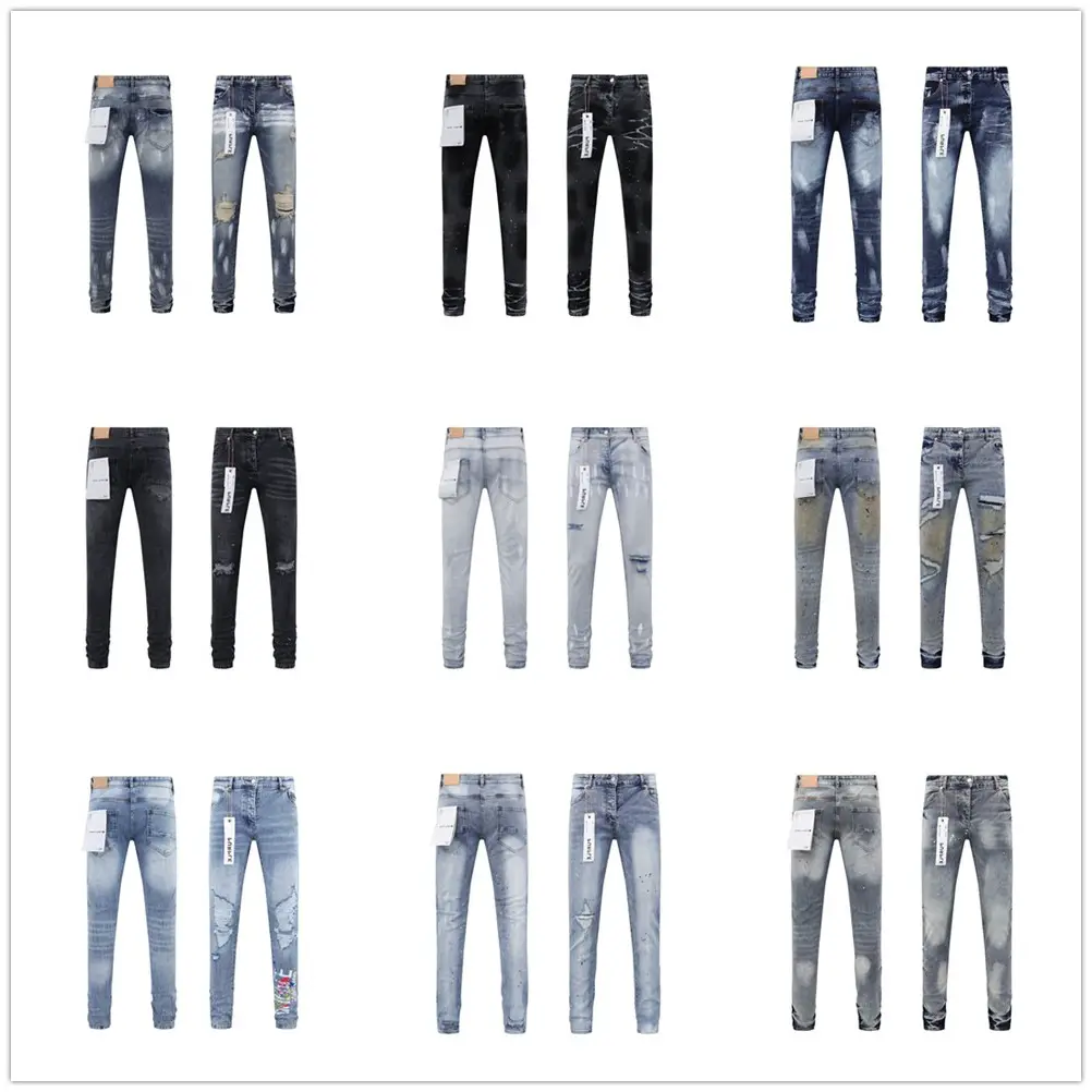 2025 Spring and Autumn New American Street Fashion Brand Jeans Ripped Distressed Washed Men's Youth Fashion Trousers