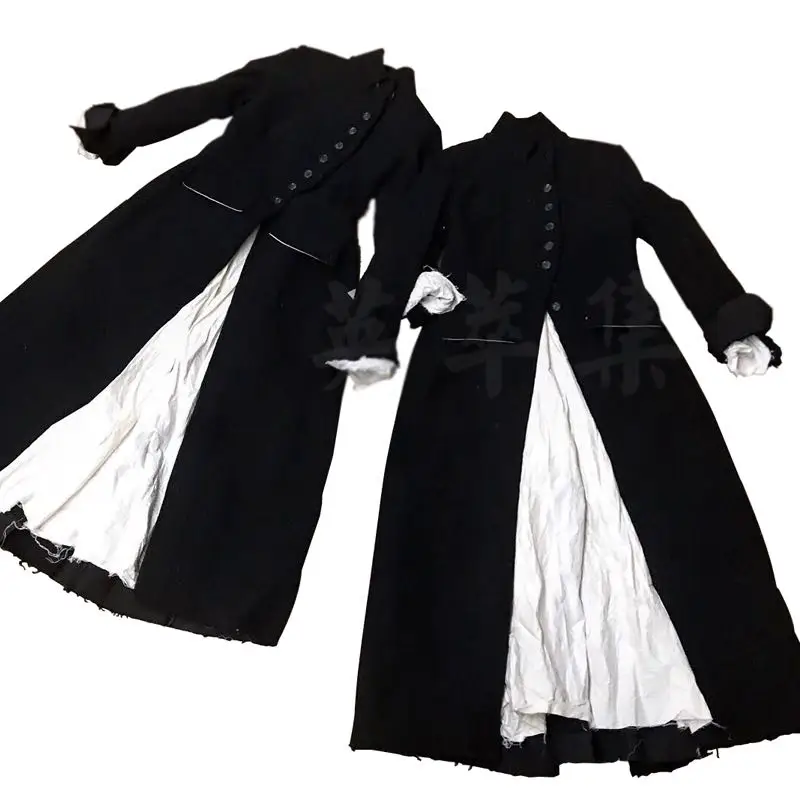 Elena Dawson Craftsman Quality Wool Neck Collar Eight-Button One-Sided Strap Adjustable Windbreaker Jacket