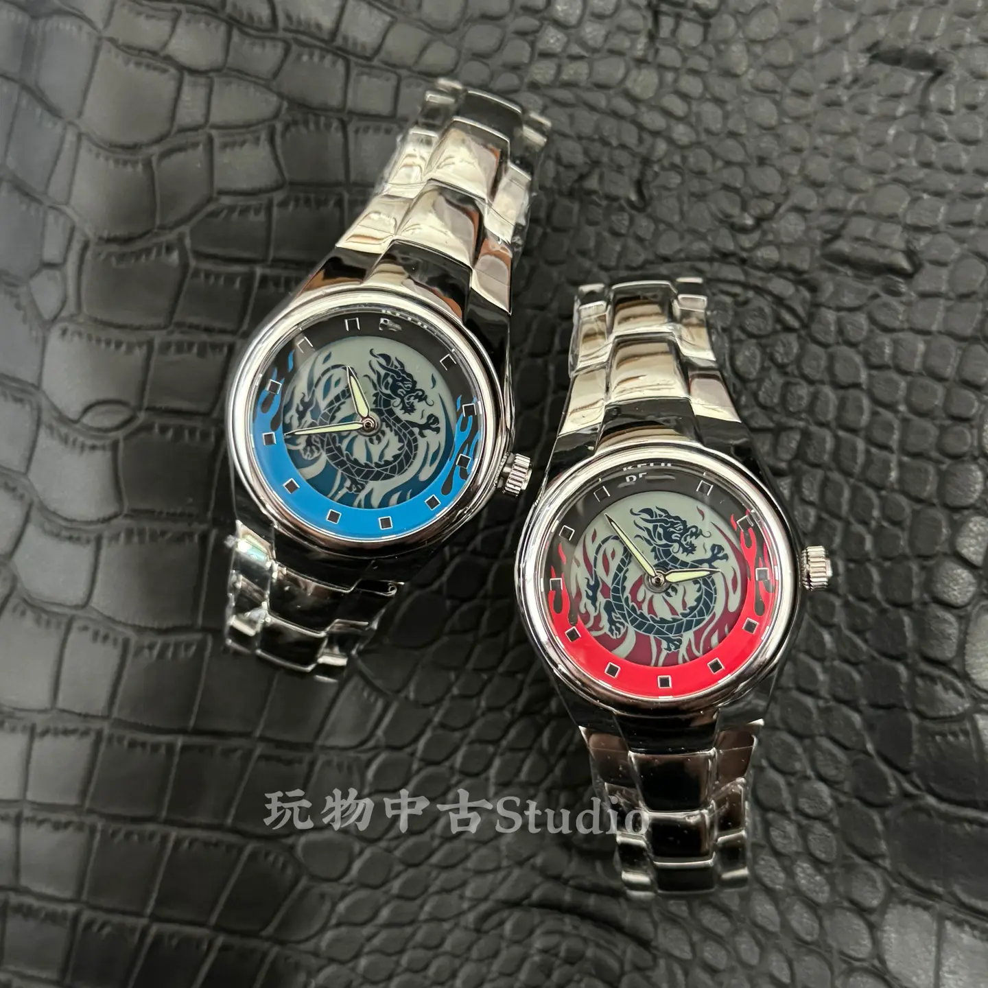 Fossil-Style Dynamic Flame Dragon Watch, Vintage European and American Style, High-End ins Same Model, Niche