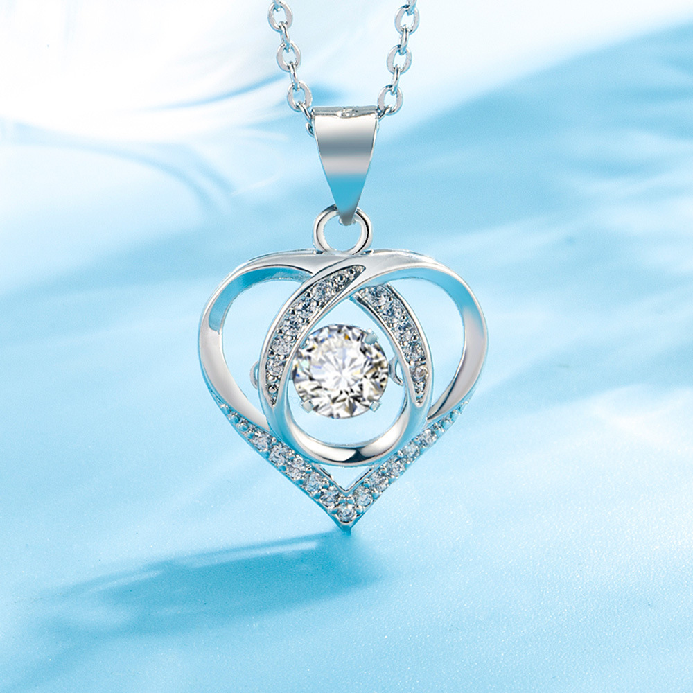 Cross-Border Fashion Simple Beating Heart Clavicle Chain Versatile Niche Design Light Luxury Heart-Shaped Pendant Qixi Gift