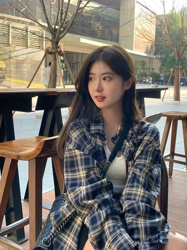 Plaid Sun Protection Shirt Spring and Summer New Design Niche Cardigan Jacket Long-Sleeved Korean Style Gentle Top Cross-Border
