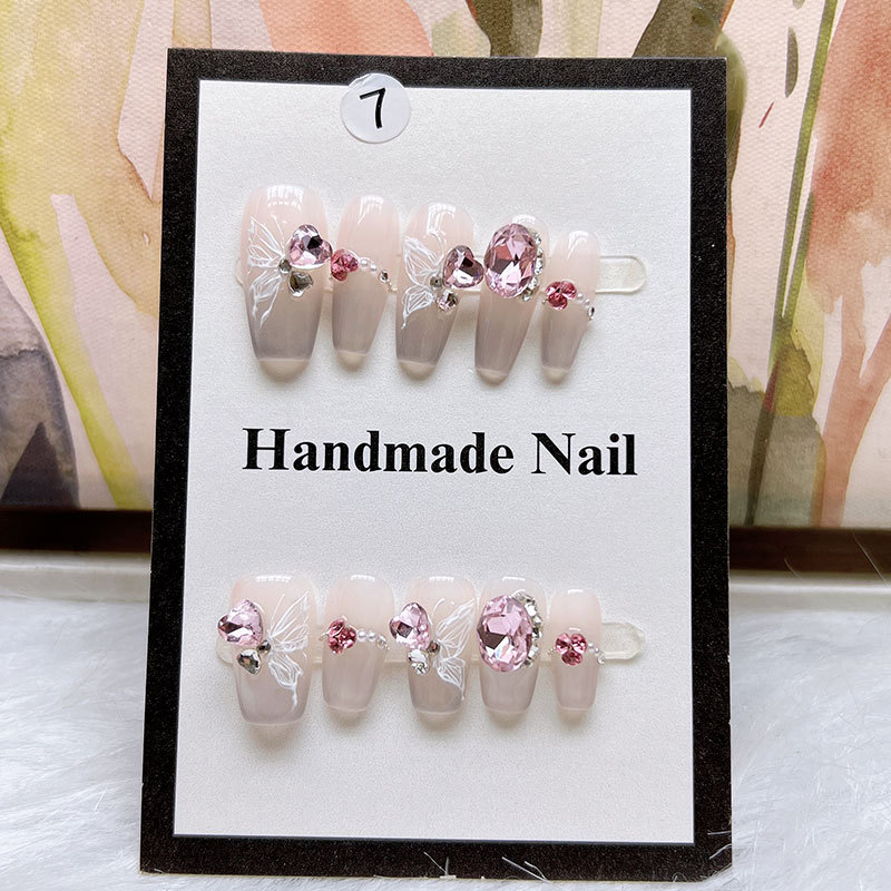 Pure hand-worn nail French side flash finished nail art patch wholesale reusable removable nail art piece