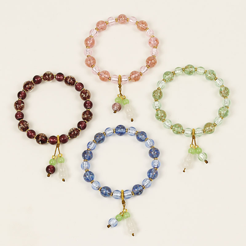 New Chinese-style colored glaze bracelet for men and women high-level sense does not fade Wen play Buddha beads scenic spot temple jewelry wholesale