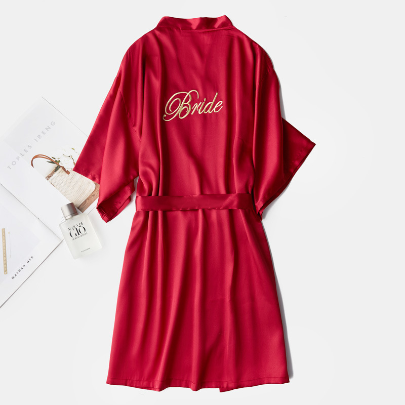 Bride and Bridesmaid Group Dressing Gown Wedding Wedding Bestie Party Ice Silk Pajamas Sexy Nightgown Silk Nightgown Women Summer