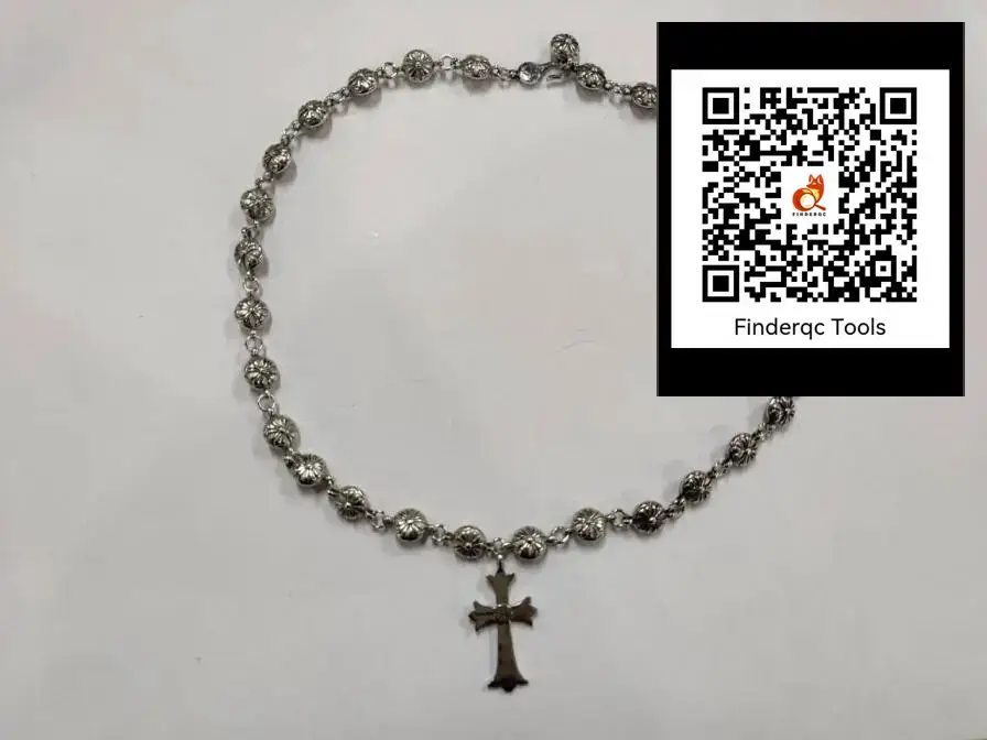 American style retro distressed Thai silver cross pendant hip hop punk advanced round bead cross stitching necklace