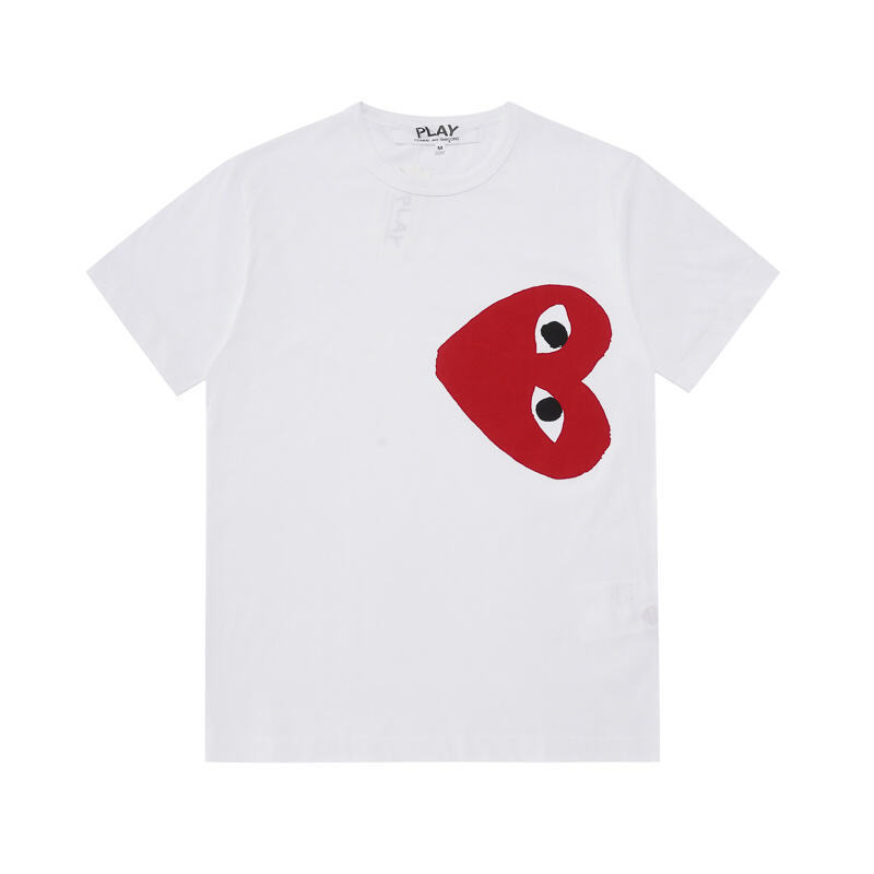Heyplay Japanese Trendy Brand Heart 2025 New Horizontal Red Heart Inverted Heart Short-Sleeve T-Shirt Red Heart Unisex Clothing