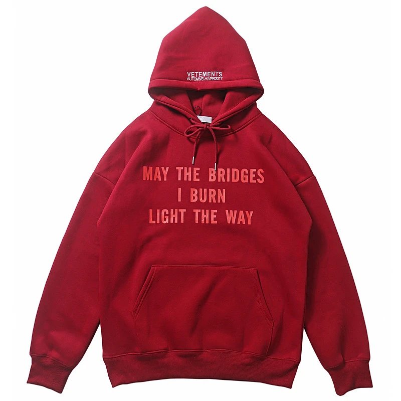 VETEMENTS MAY THE BRIDGES I BURN LIGHT THE WAY Hoodie Foto QC de WEIDIAN na Qualit.ly