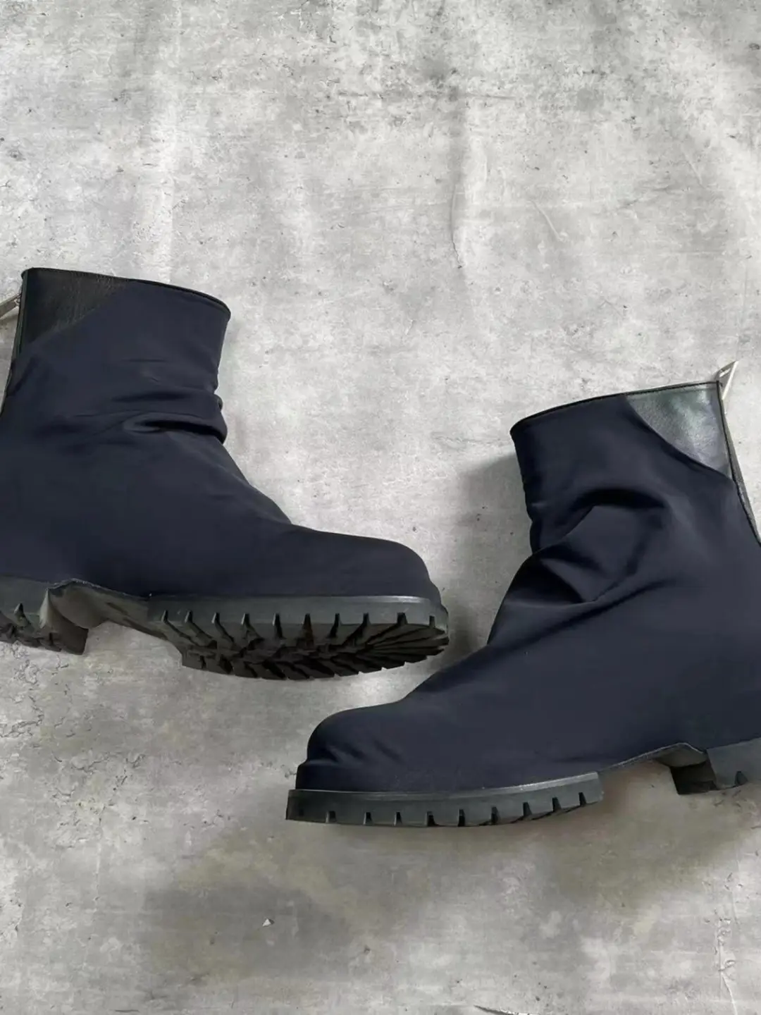 Soft Ruched Lycra Ankle Boots High Street 424 Dark High-Top Shoes Men's and Women's Back Zipper Retro Platform Chelsea Boots