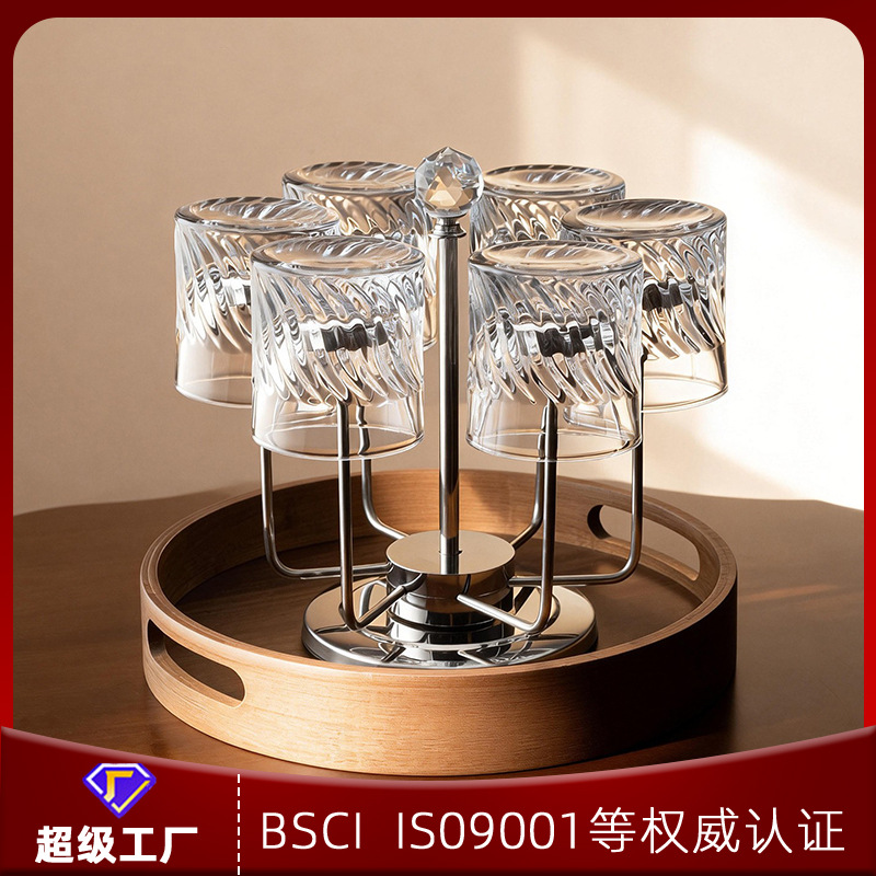 Crystal Whiskey Glass Set with Cup Holder, Light Luxury Brandy, Liquor, and Beer Glasses, High-End Home-Use High-Value Drinkware