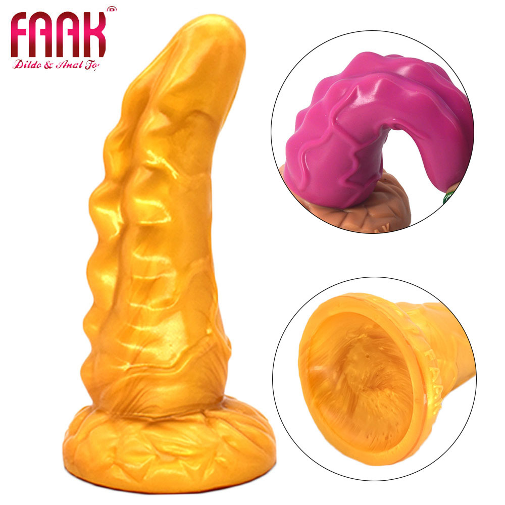 FAAK Golden shaped large anal plug female silicone masturbation rhino horn dildo adult sex toys wholesale