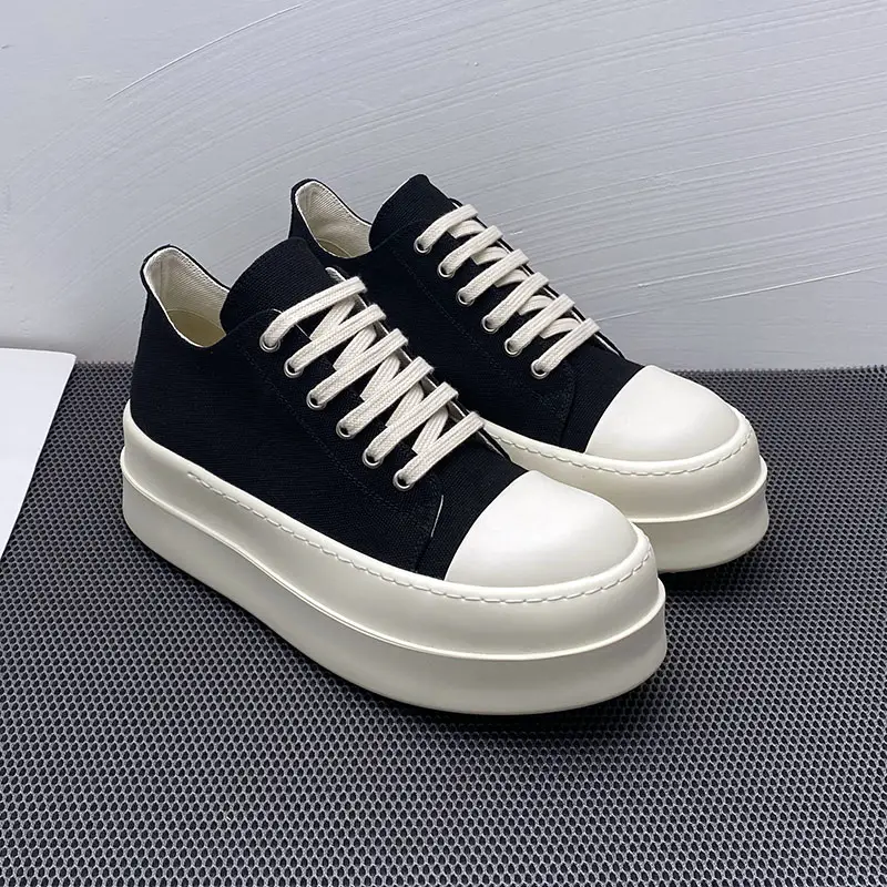 2024 Autum New arrival Ro Low-Top Thick-Soled Canvas Shoes for Men 7cm Height-Increasing Sneakers for Women Internet Celebrity Same Style Casual Trbottomy Shoes