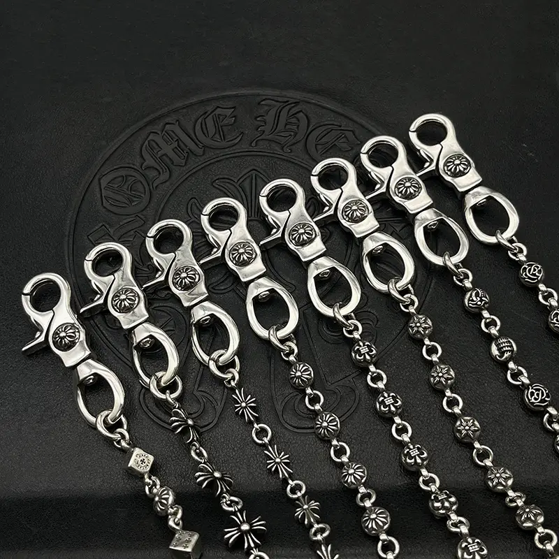 Extreme Retro Distressed Cruciate Flower Scout Floral Ball Phants Zipper Bag Chain Classic Cross Lanyard Domineering