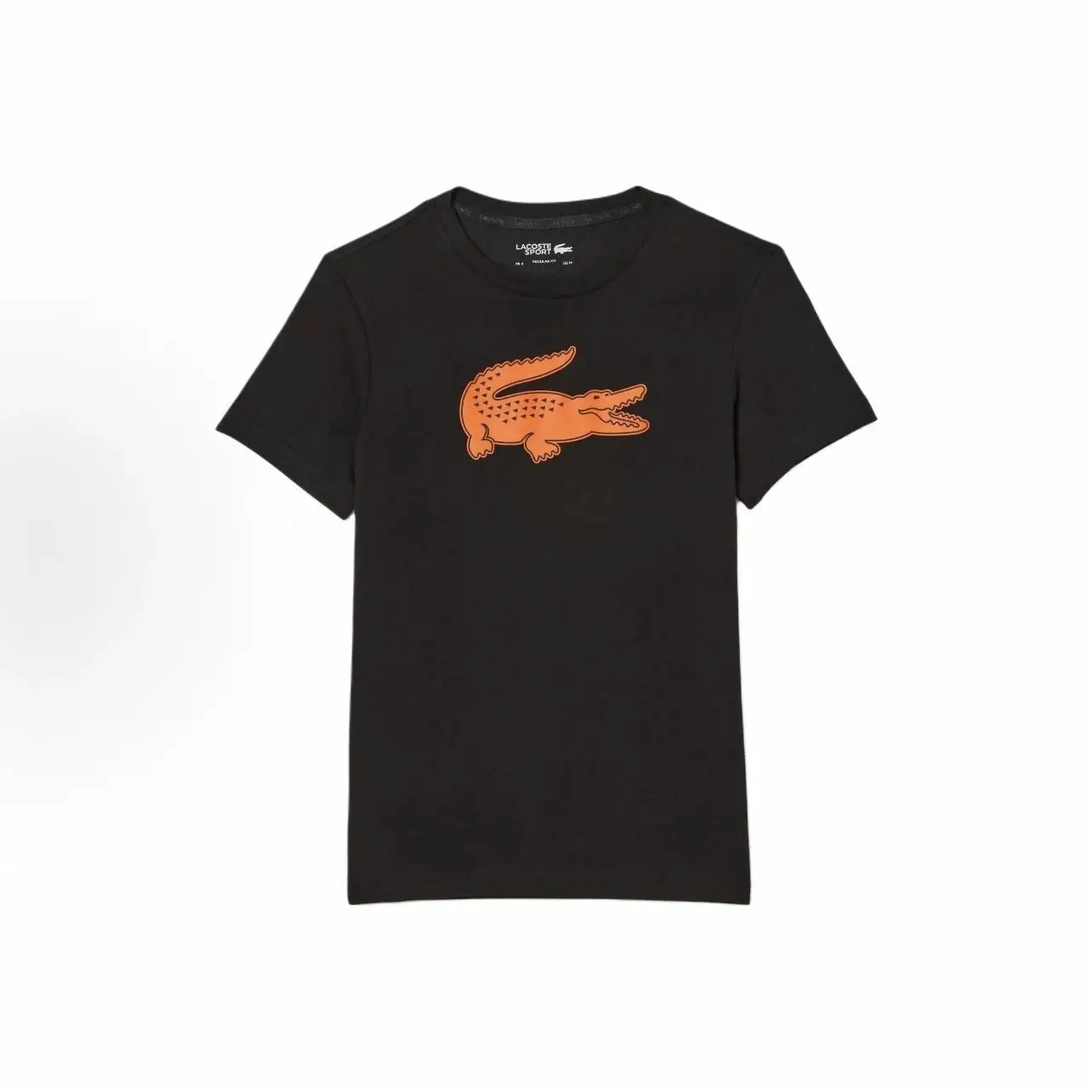 Lacoste Sport Black T-Shirt with Orange Crocodile Logo