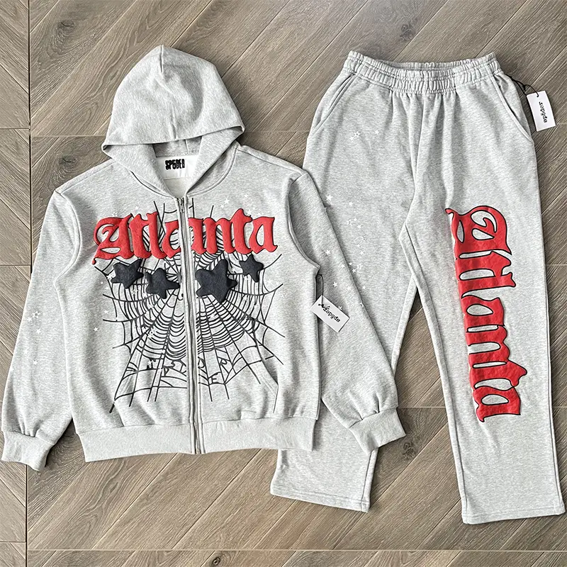 Sp5Der Worldwide 555555 Atlanta Foam Print Casual Pants and Sweatshirt Set