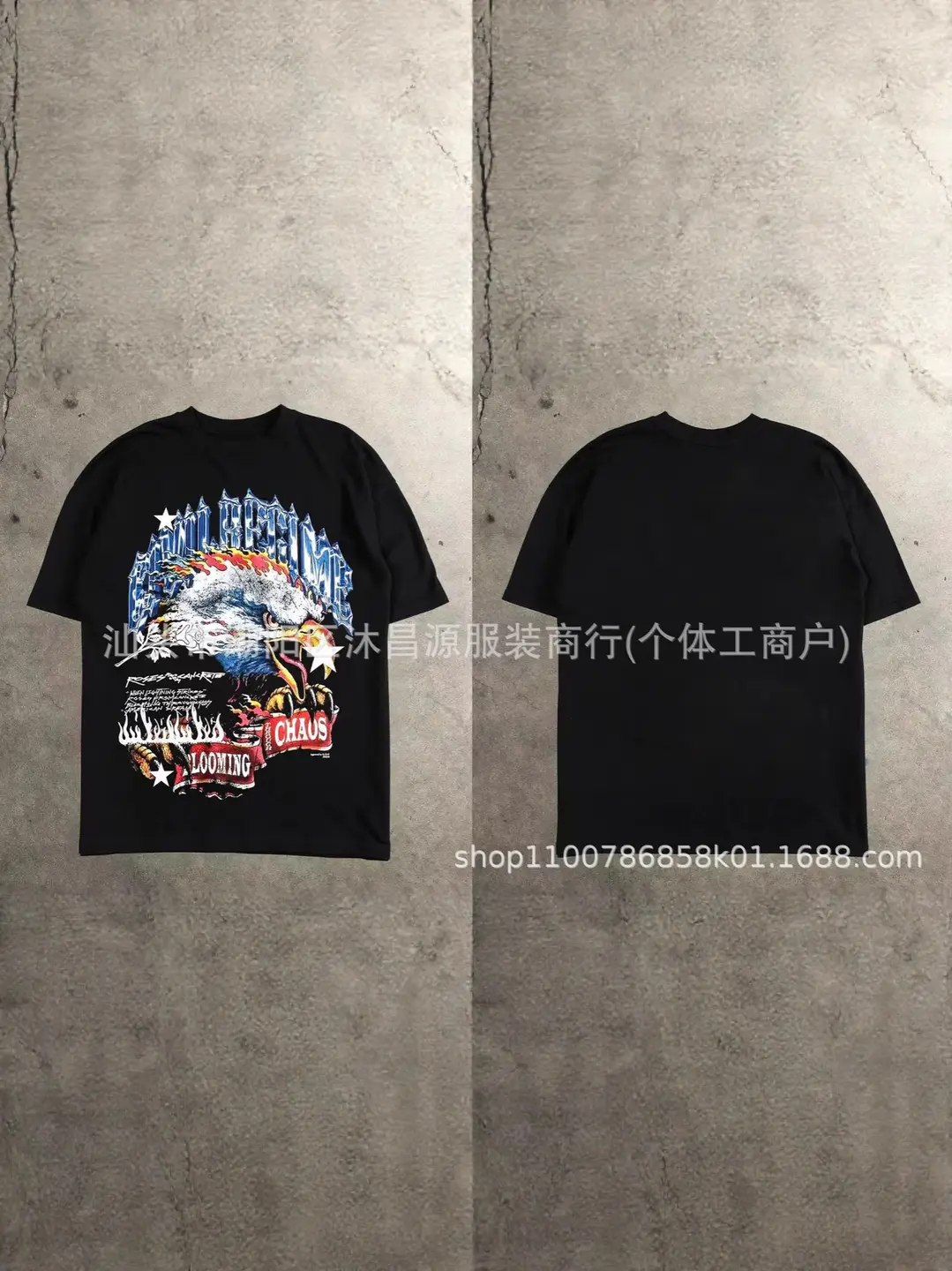 Personalized American Summer Trend New Hip-Hop Short-Sleeved Shirt Loose Casual Fashion High Street Personalized Printed Top