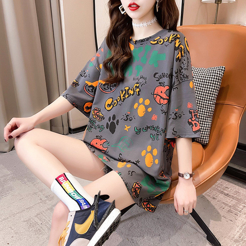 Korean Style Plus-Size Women's Tops, Half-Sleeved T-Shirts, 2026 Spring and Summer New Style, Ins Trendy Loose Short-Sleeved T-Shirts, Mid-Length Style