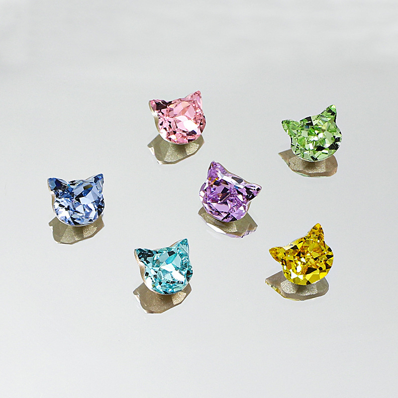 Dongzhou Crystal 8*8 Lucky Cat Nail Art Rhinestones Cat Head Tiger Head Irregular Rhinestones High-Quality K9 Crystal DIY Jewelry Accessories