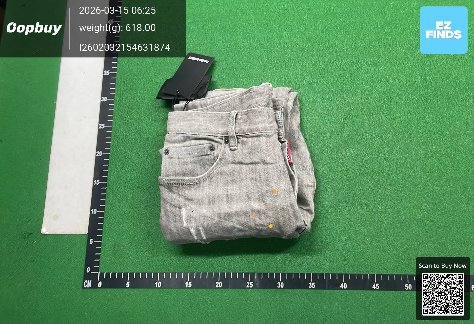 A606 Ink Dot Personality D2 New Men's Long Pants Distressed Washed Slim Straight Jeans Cross-Border Jeans — QC-foto 2
