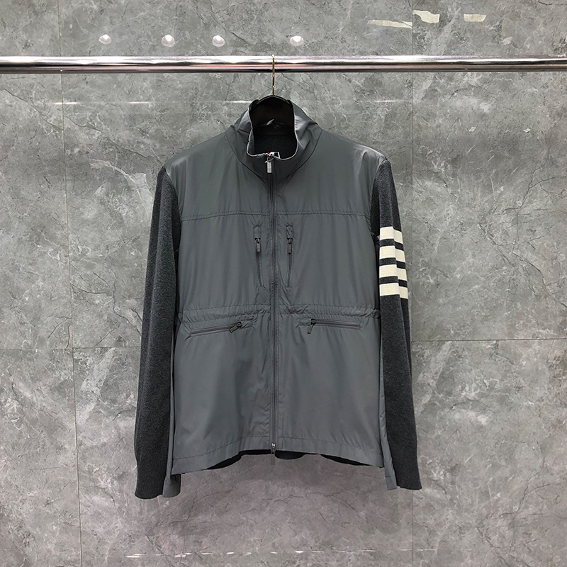 Dongguan brand factory direct sales TB jacket autumn high collar loose zipper casual color matching pocket jacket