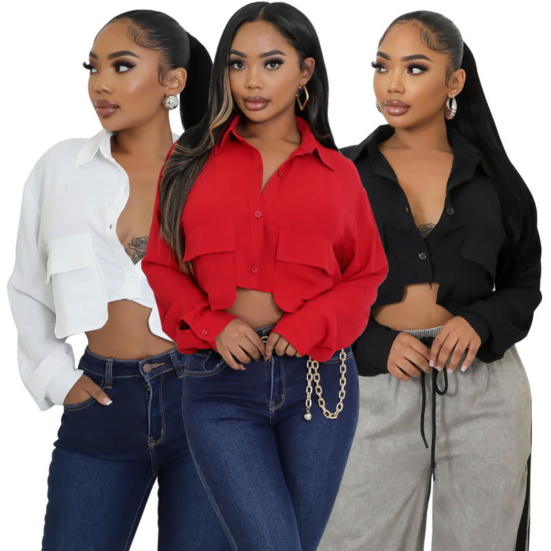 969 European and American New Long Sleeve Solid Color Shirt Cross-border Button Shirt Design Sense Women's Clothing Foreign Trade Amazon