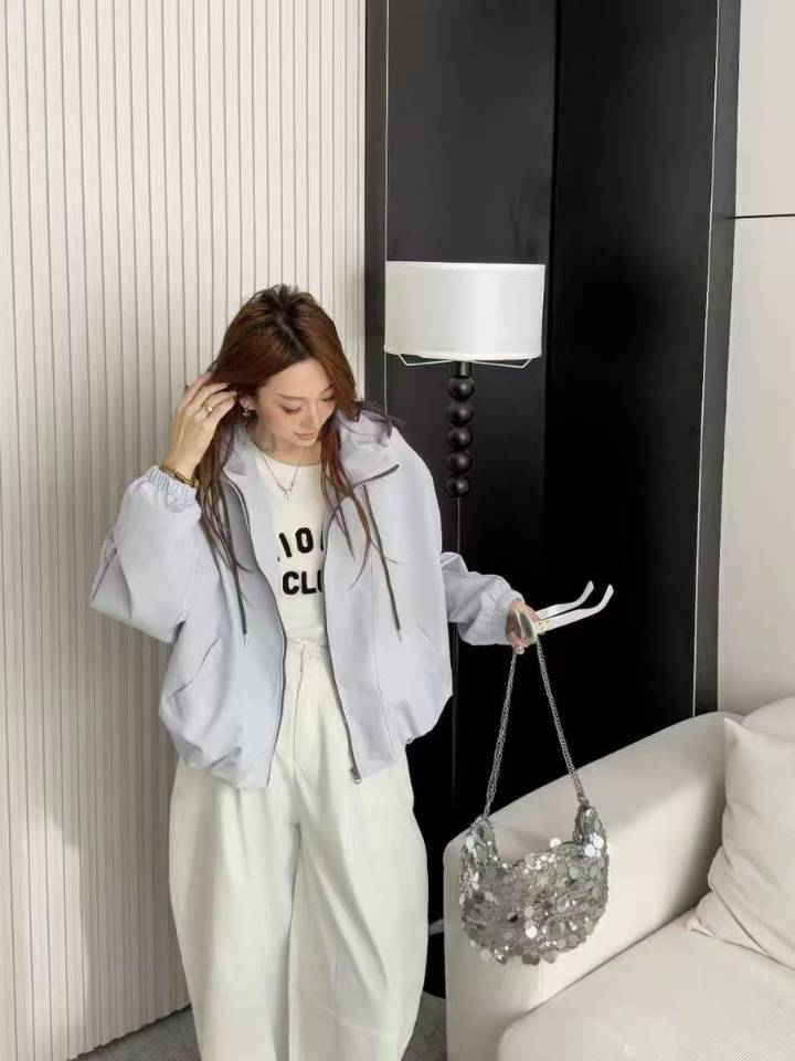 2026 Spring Women's Long-Sleeve Hooded Color-Block Zipper New Jacket Cardigan Loose Casual Korean Style Top