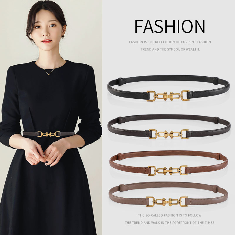 Women's Belt with a High-End Feel, Versatile Decorative Accessory, Stylish Thin Belt for Women, Leather Waist Belt to Match Dresses