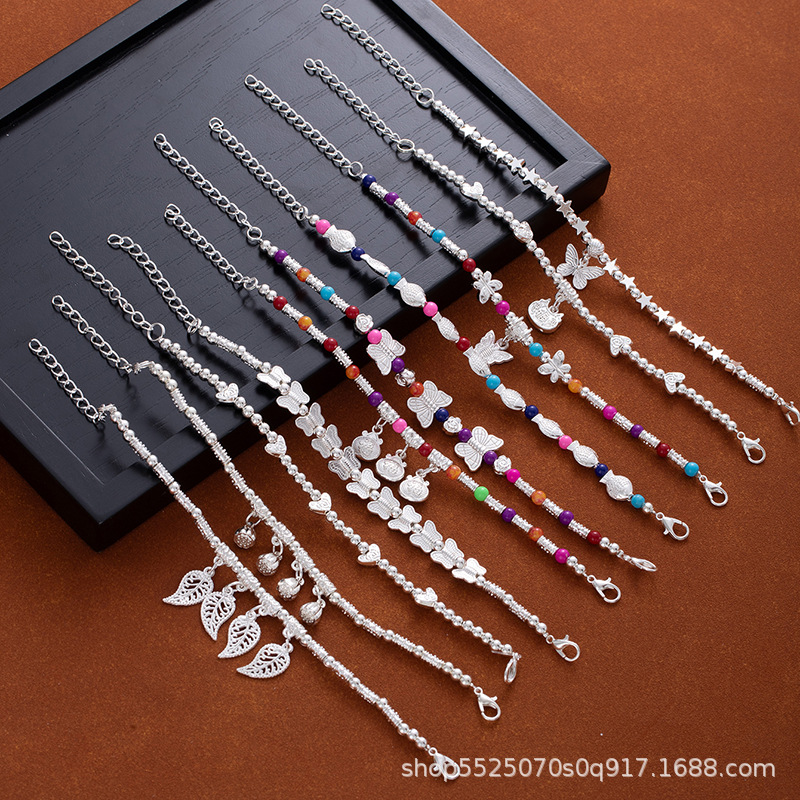 Yunnan Ethnic Style Handmade Beaded Bracelet for Women Retro Bohemian Colorfulful Xizang Bracelet Travel Photography Anklet Accessories