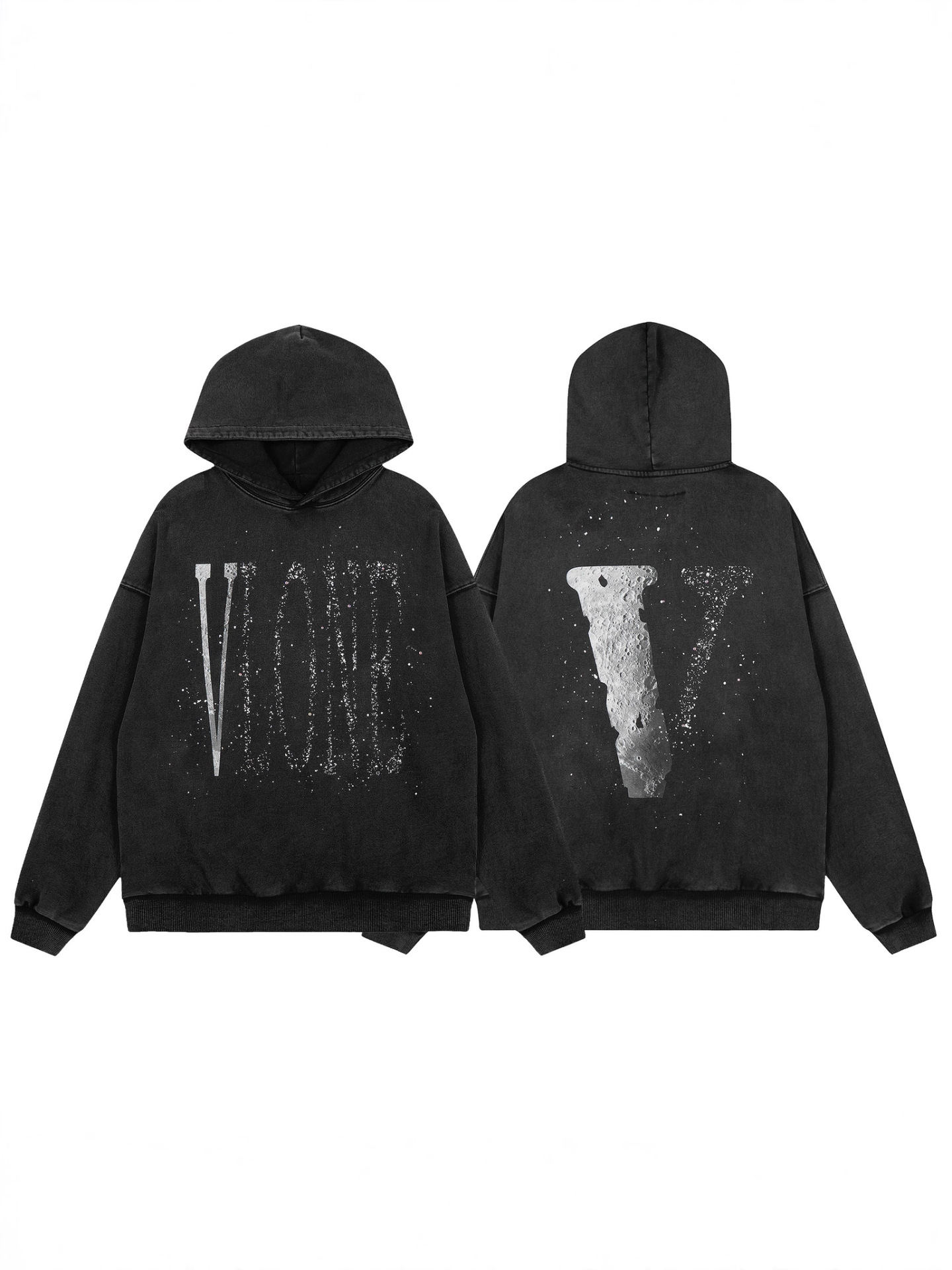 25 New Correct Version Cross-Border Trendy American Vlone Large V Hooded Loose Unisex Autumn and Winter Sweatshirt Jacket