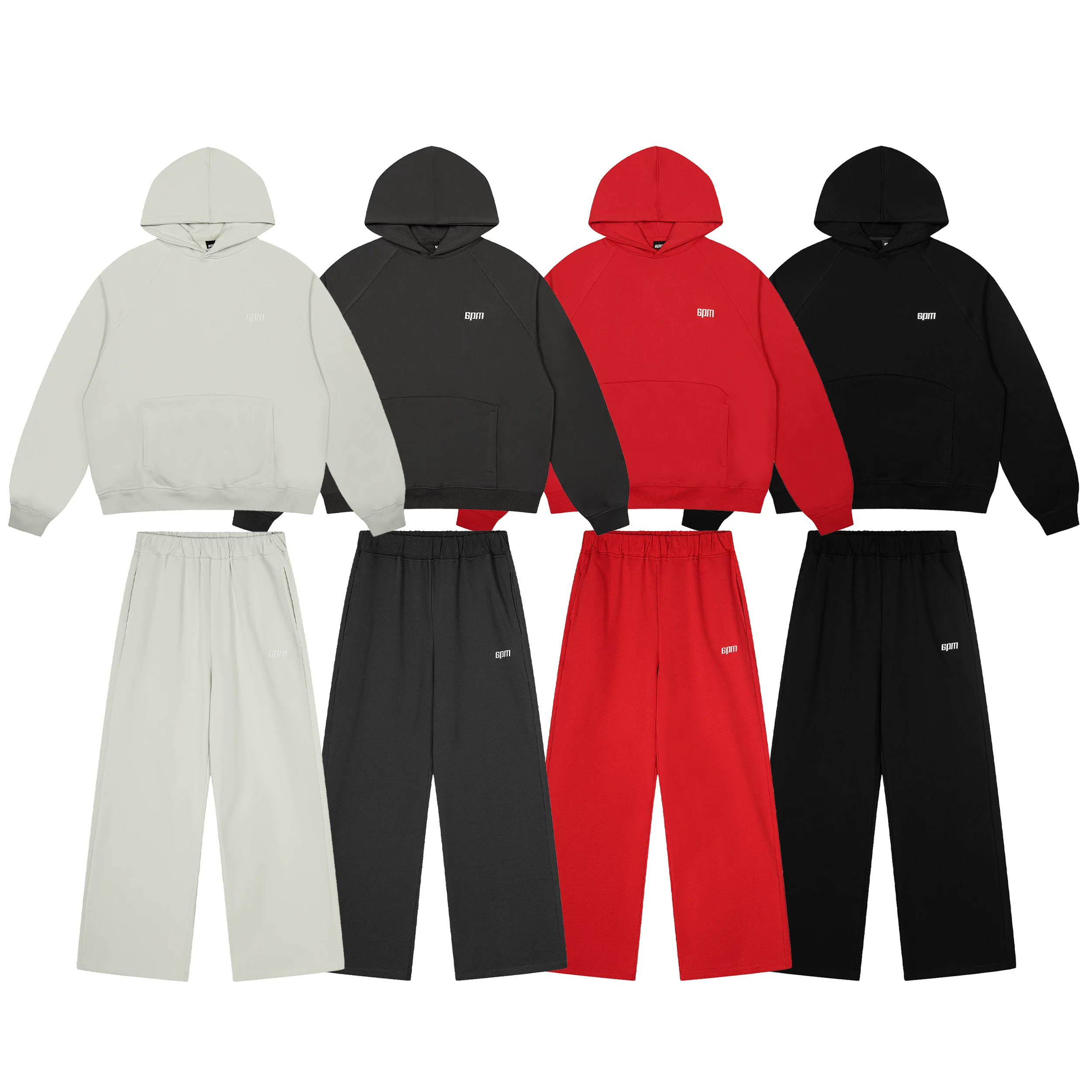6PM American style niche sports trend brand classic embroidery small label men's and women's autumn and winter loose hooded sweatshirt straight leg pants