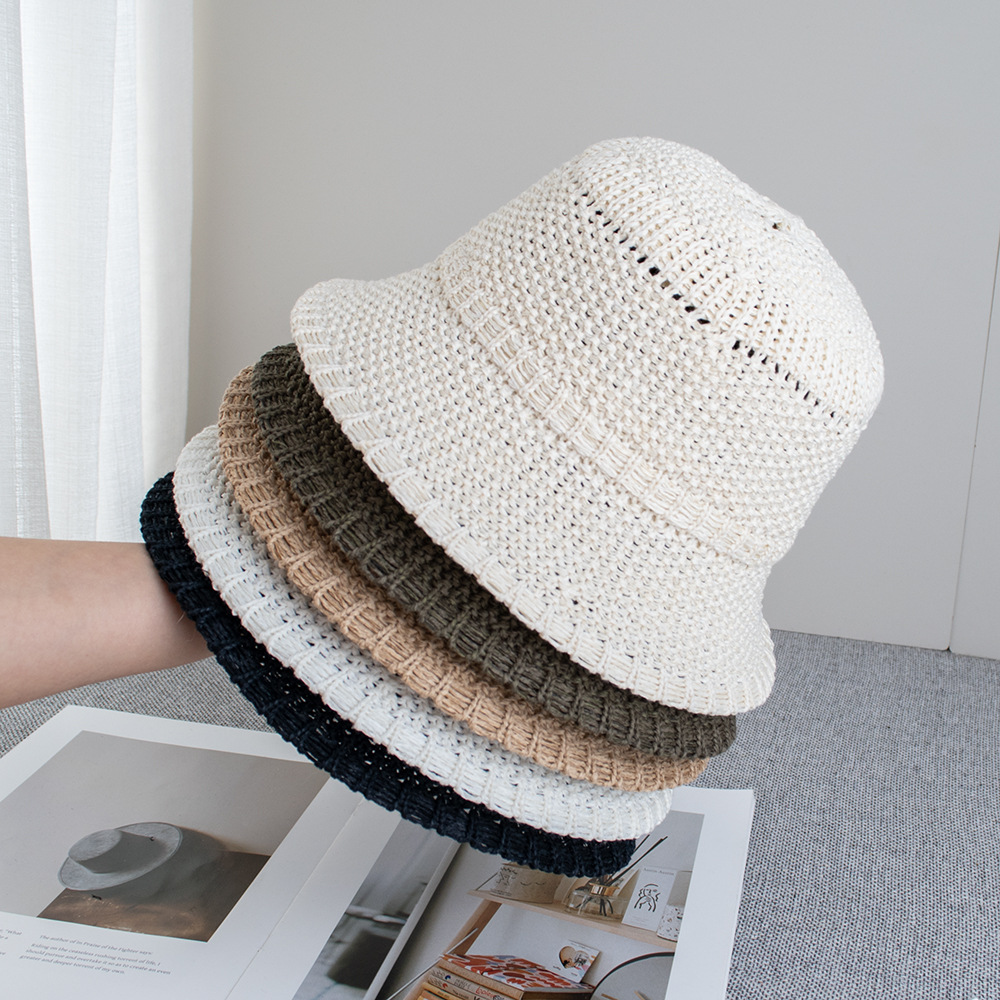 2026 Spring/Summer New Hollow Woven Sunshade Sunscreen Fisherman Hat for Women, Thin Breathable Straw Bucket Hat