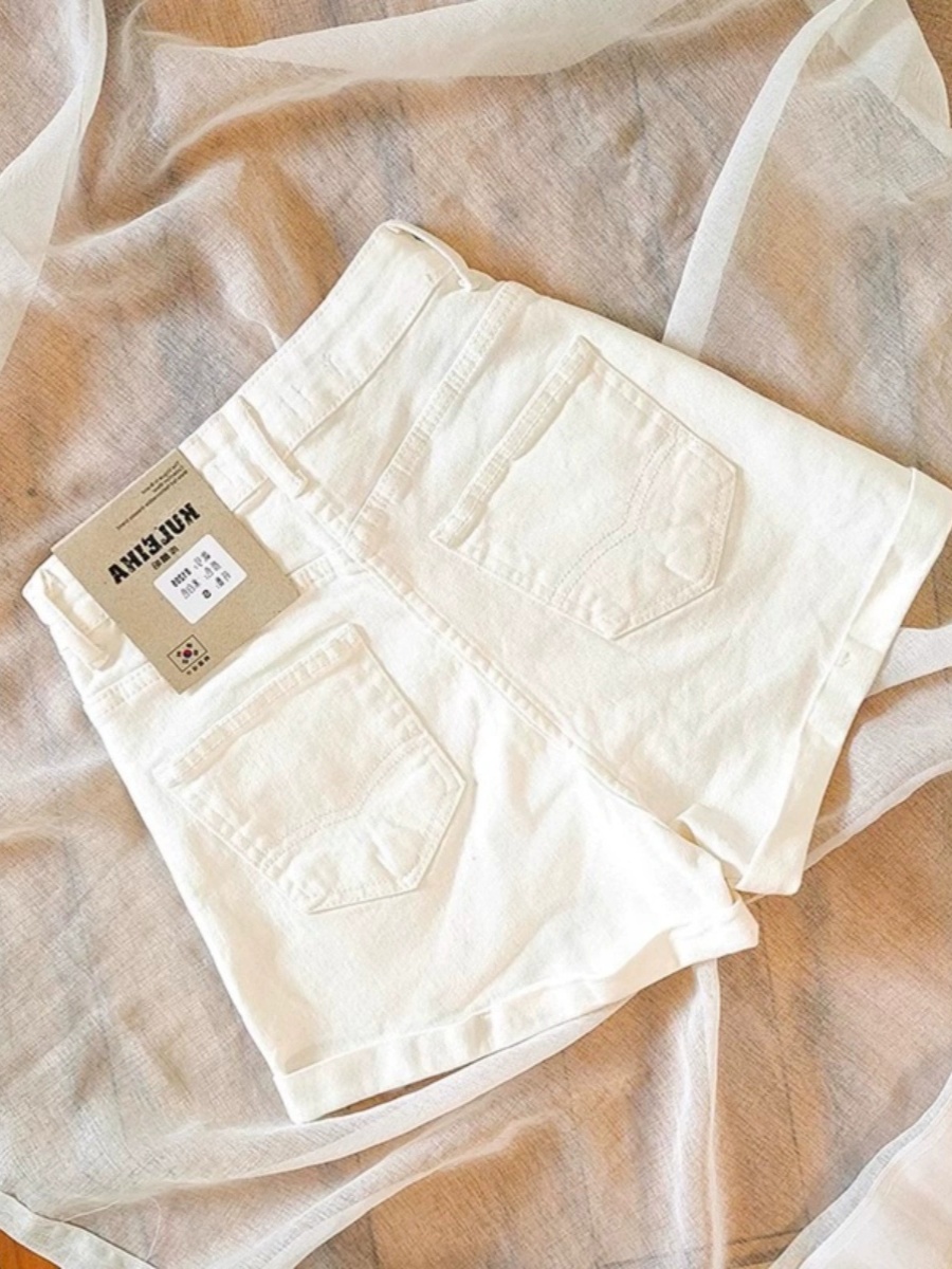 White Denim Shorts for Women High Waist Summer 2025 New Loose A-Line Slim Hot Pants for Hot Girls