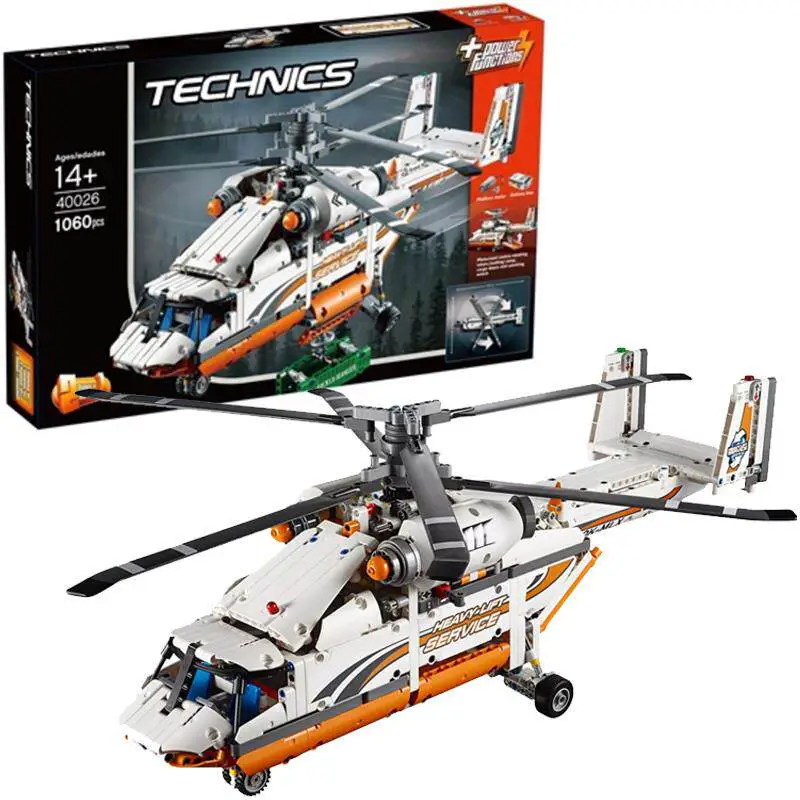 Technology and Machinery Set 42052 Heavy-Duty Transport Helicopter with Motor Assembly Chinese Building Block Toy Gift for Boys