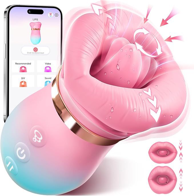New Foreign Trade Red Lip Gradient App Mouth-Shaped Female Tongue Licking, Sucking, Teasing, Vibrating Instant Orgasm Masturbator for Adults