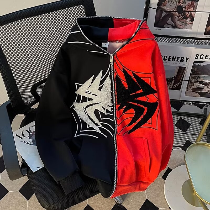 Hooded Sweater 300g Sports Hoodie Loose Spider-Man Embroidered Printed Jacket Unisex Loose Fashion