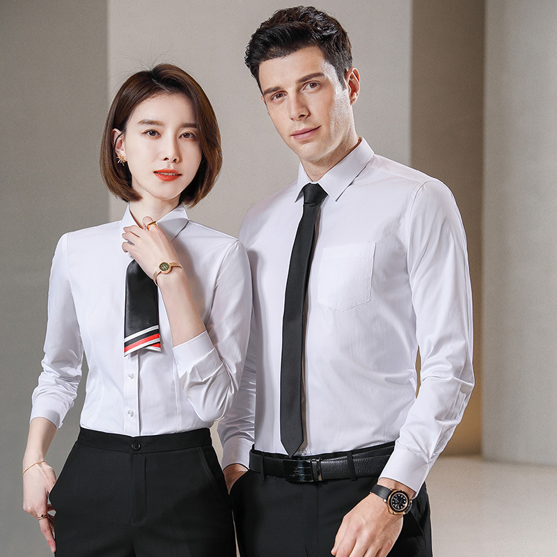 Business Shirts for Men and Women, 2025 Spring & Fall Long-Sleeved Workwear Logo Large Size Shirts, Bank Sales Work Clothes