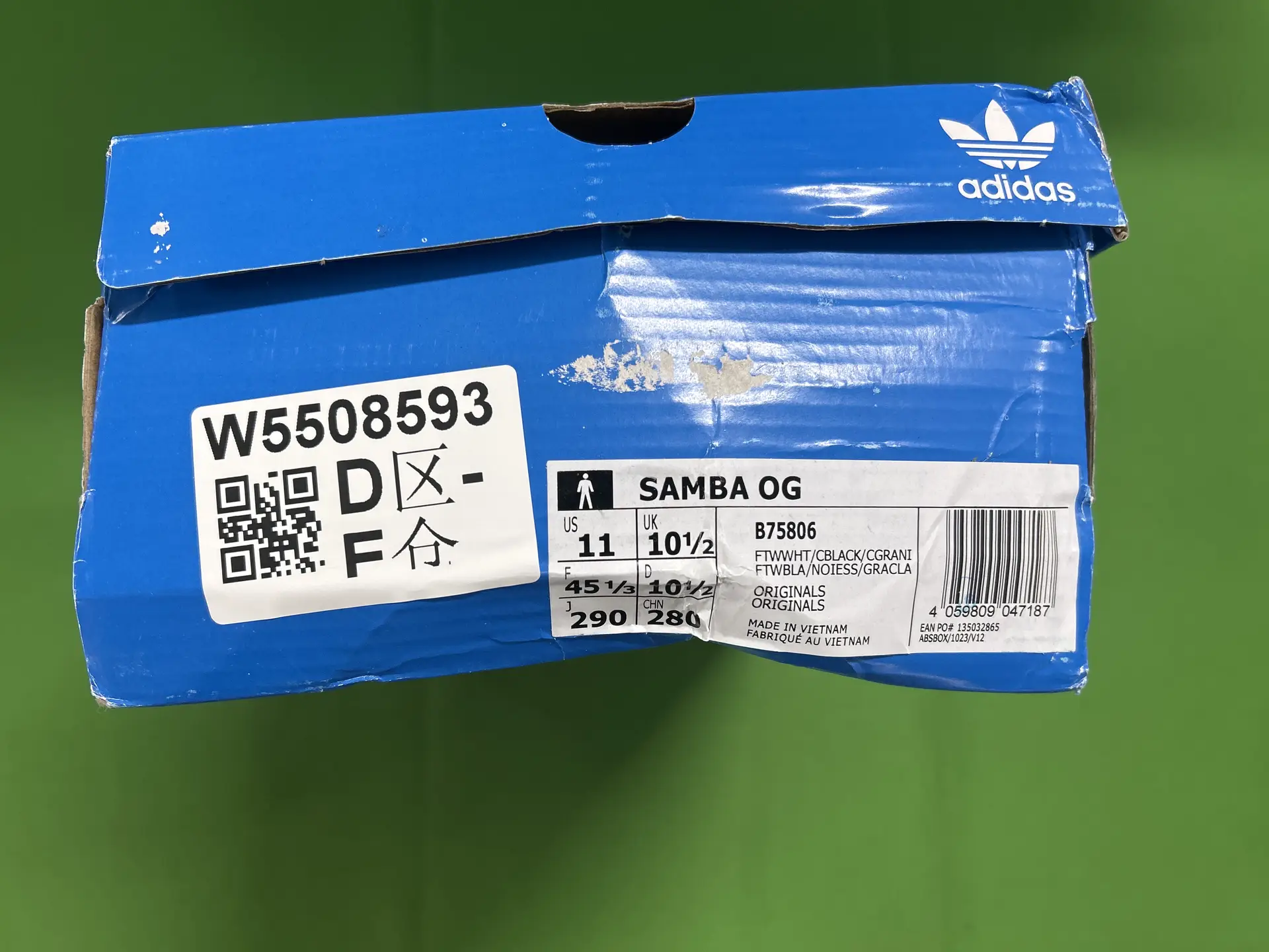 Adidas Samba OG FTWWHT/CBLACK/CGRANI FTWBLA/NOIESS/GRACLA B75806