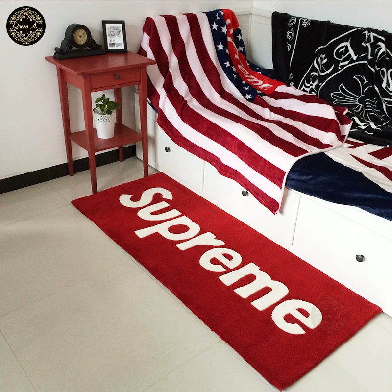 Fashion Brand Supreme Handmade Acrylic Carpet Tufting Tufted Bedroom Bedside Blanket Thickeneded No-Wash Ready Stock