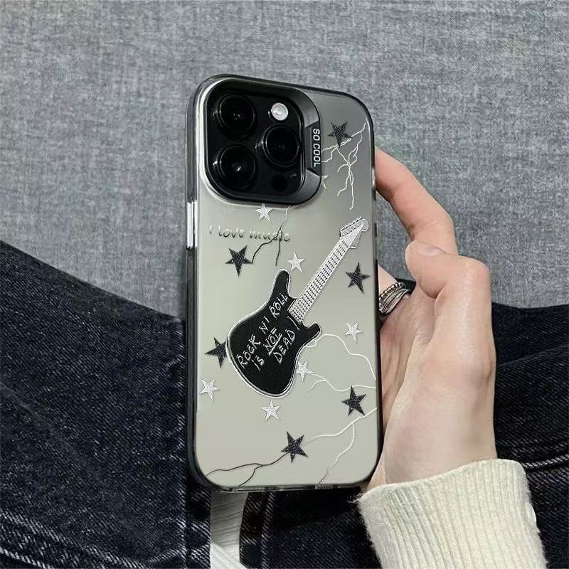 Lightning Guitar Suitable for Apple 16Promax Mobile Phone Case Personalized Vitality Case Iphone15/14/13 Text 12