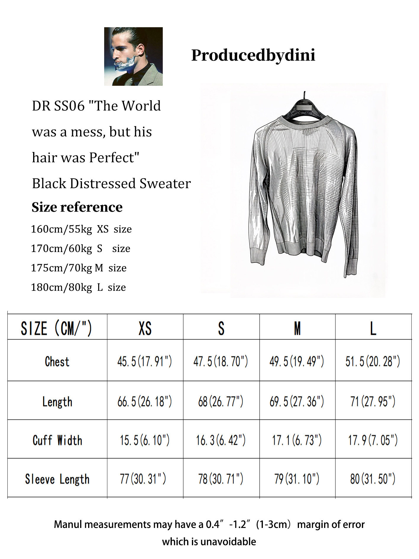 【Dini】SS06 Black Distressed Sweater