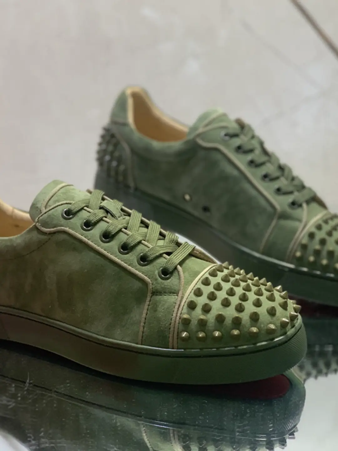 Low Ankle Cowhide Breathable Cl Ciaga Men's Shoes Trendy Women Casual Red Bottom Show Head Rivet Couple Texture Board Shoes