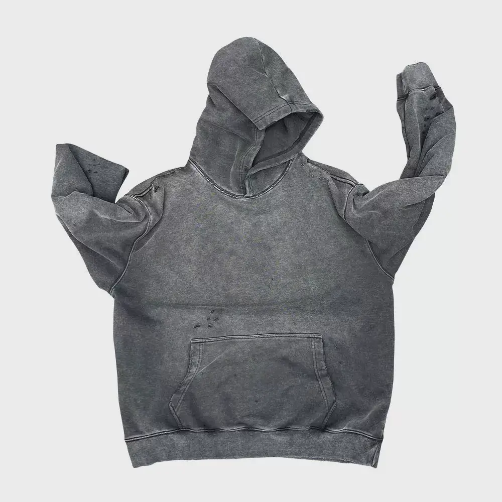 EN Washed Master High Street Beautiful Fashion hiphop American Retro Old Hooded Sweatshirt Trend All-match Loose