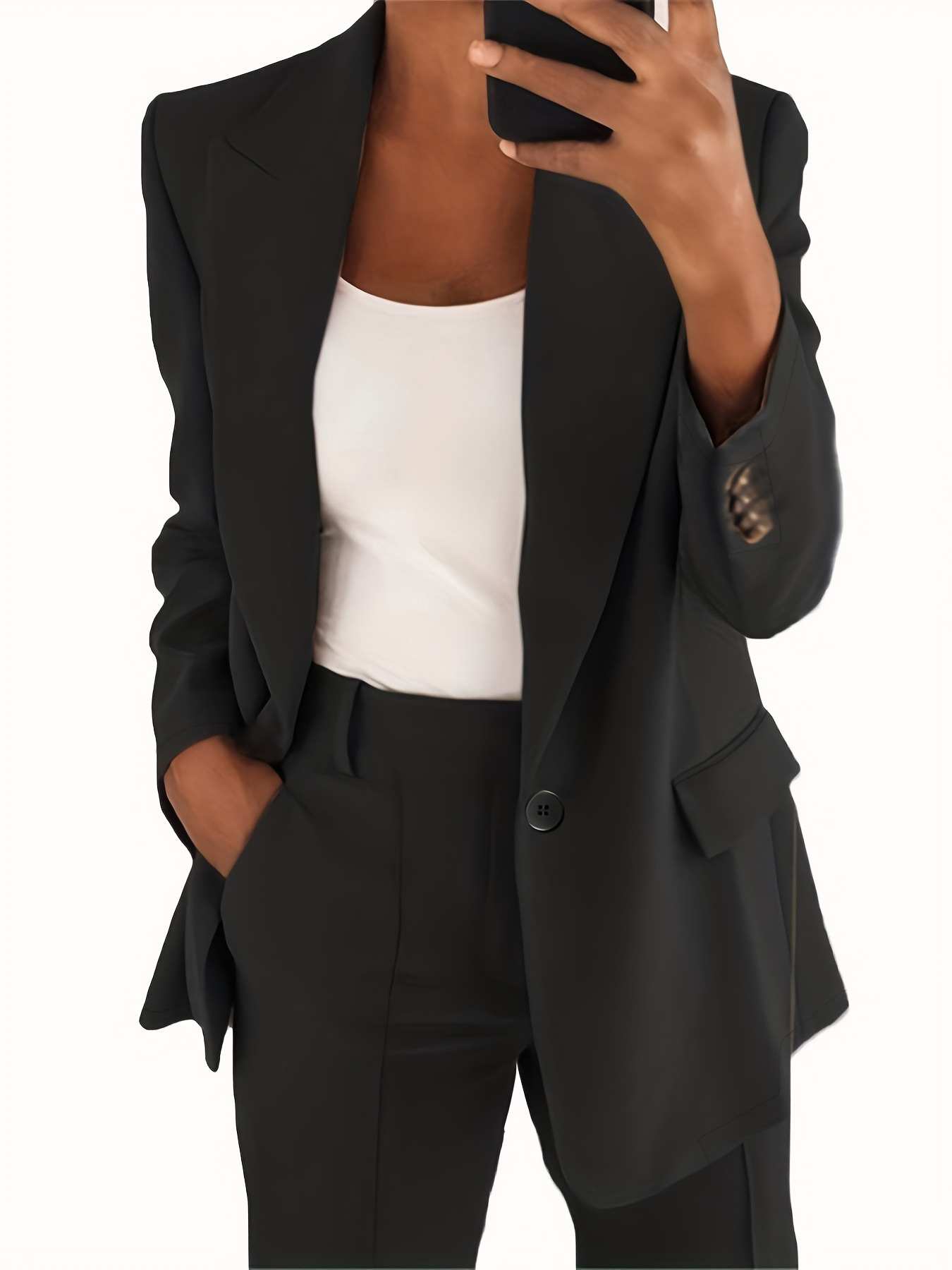 Cross-Border Amazon 2025 New Fashion Pure Color High-End Slim Lapel Cardigan Elegant Suit Jacket for Women