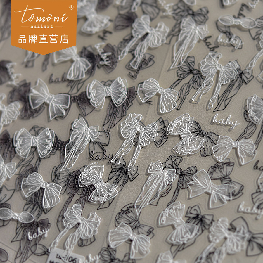 tomoni brand tata cooperation gilding nail stickers Vintage nail stickers with bow TA304
