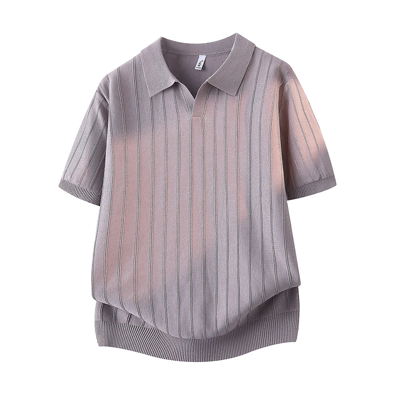 2026 New Style Men's Mature Old Money Style Knitted Cool-Touch Short-Sleeve T-Shirt