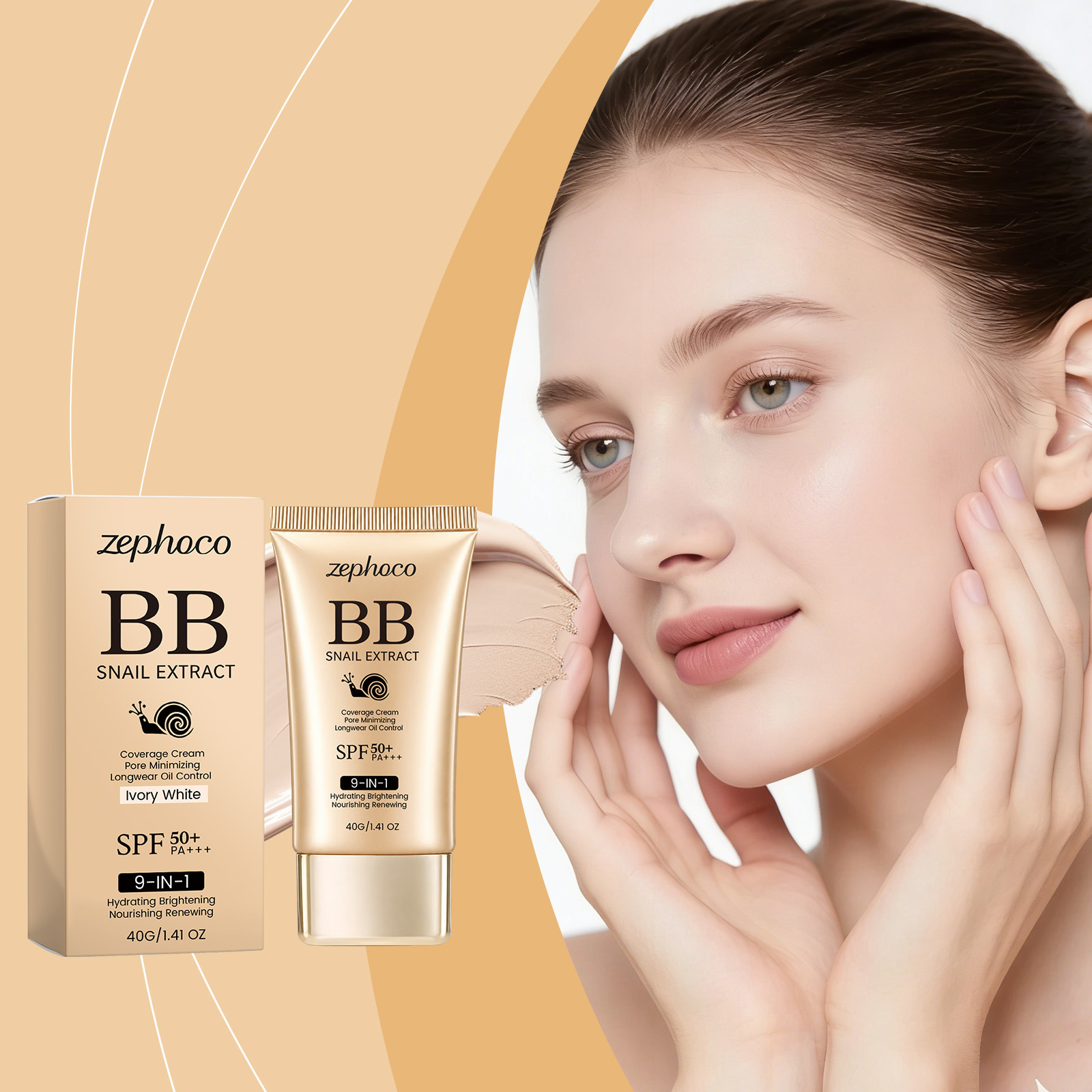 Zephoco Multi-Effect Protective Bb Cream (Ivory White) Is Clear, Light, and Adheres Well, Moisturizing and Easy to Apply, Natural-Looking Bb Cream