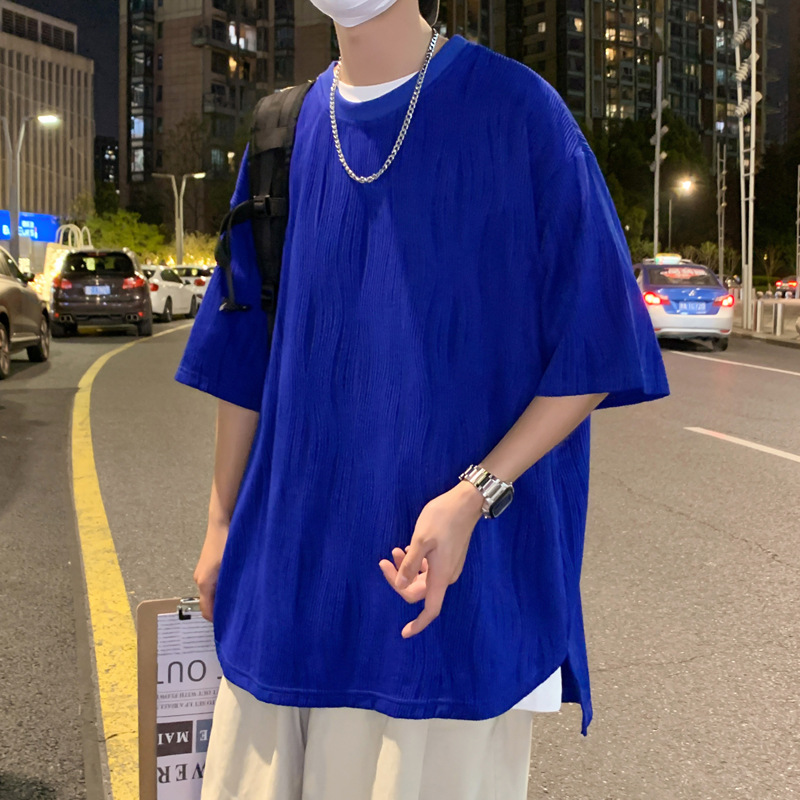 Ice Silk Short Sleeve T-Shirt Men's Suit Summer 2023 New ins Fashion Brand Ice Sense T-Shirt Loose Half Sleeve Upper Clothes