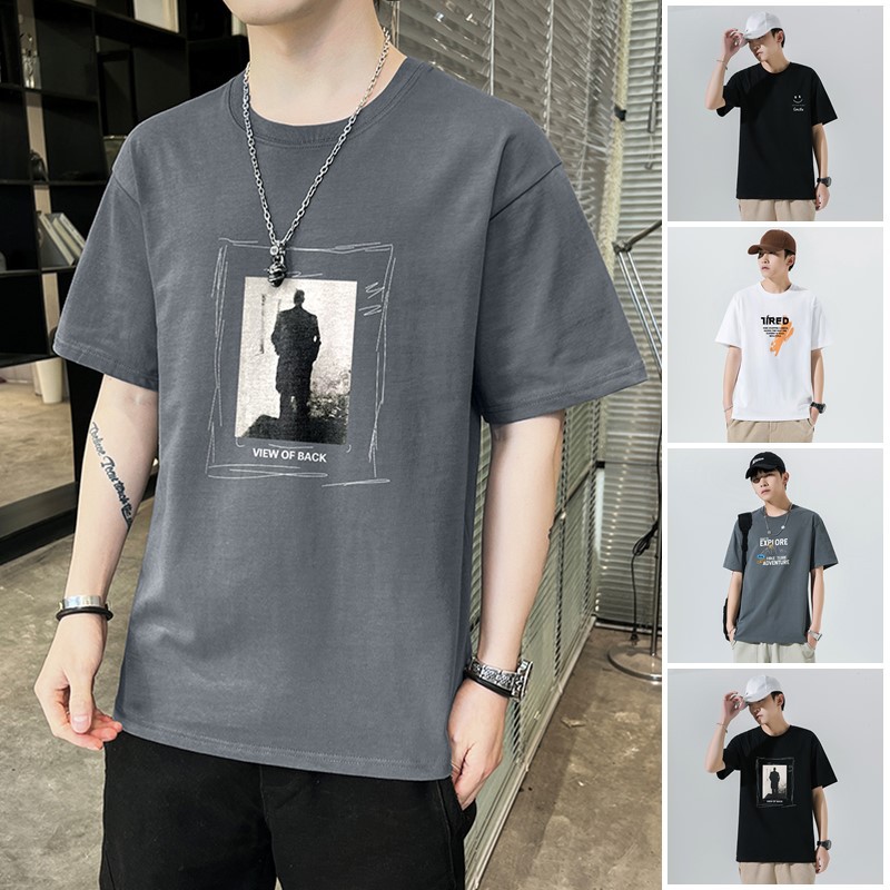 Short sleeve t-shirt men's summer plus size plus size fat loose thin men's cotton T half sleeve top plus size men's clothing